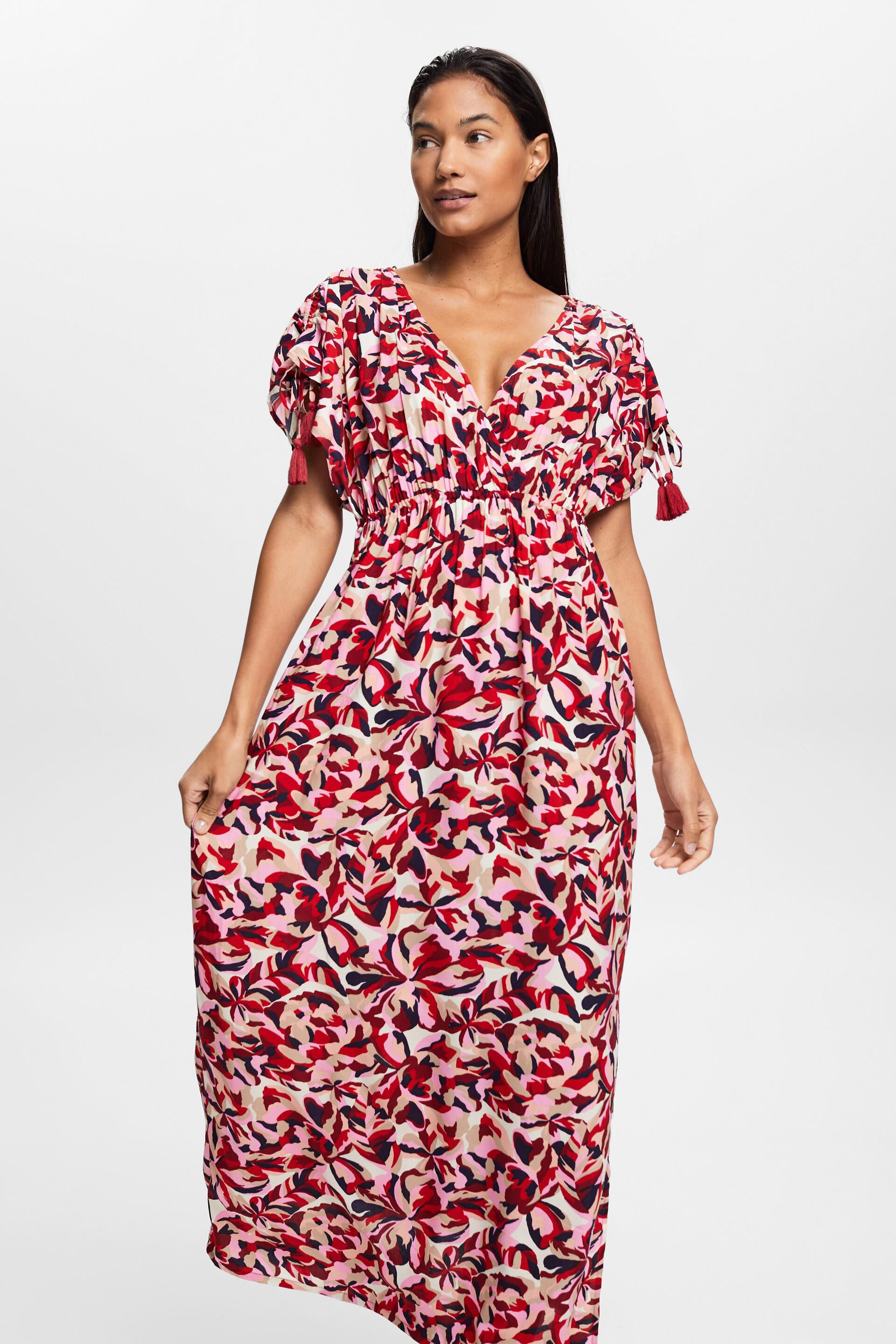 Długa sukienka plażowa z kwiatowym wzorem w naszym sklepie internetowym -  ESPRIT