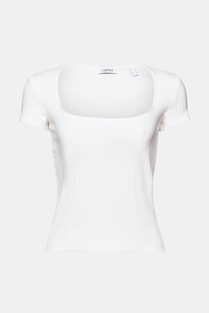 T-shirt z kwadratowym dekoltem, WHITE, detail image number 5