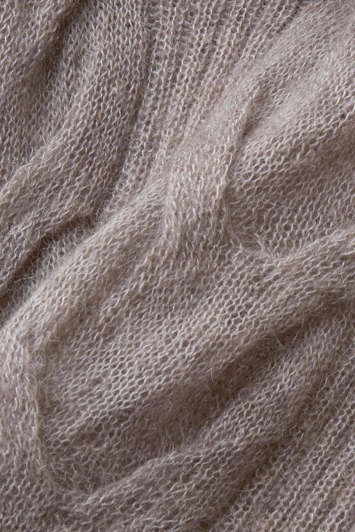 Sweter z półgolfem z wzorem w warkocze, BROWN GREY, detail image number 5
